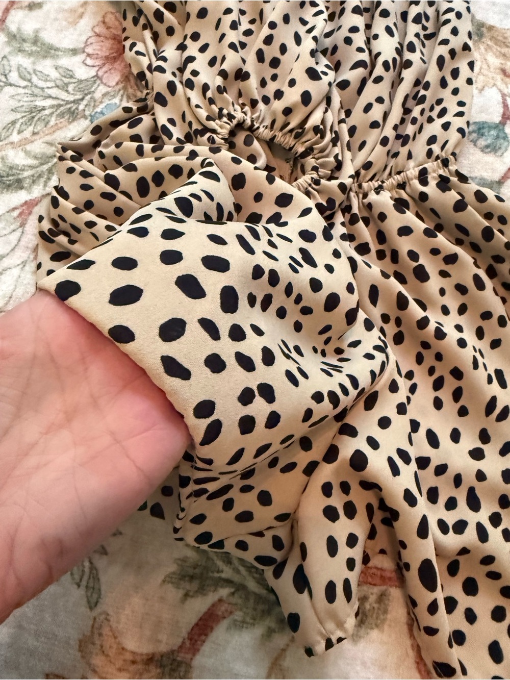 Vine & Love Beige and Black Off-Shoulder Leopard Print Romper - Picture 3 of 5